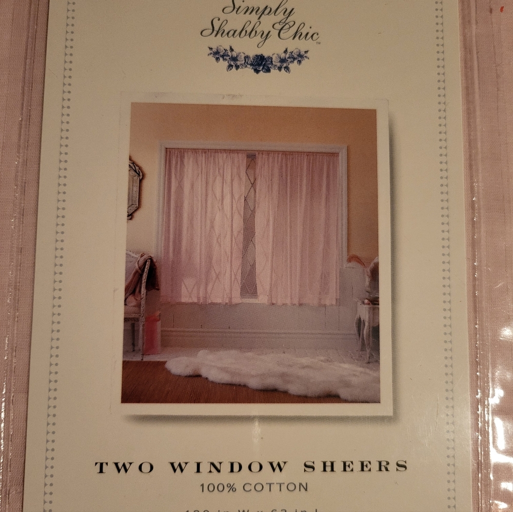 Simply Shabby Chic Pink Window Sheers.  Elegant pink window sheers. 100% Cotton.